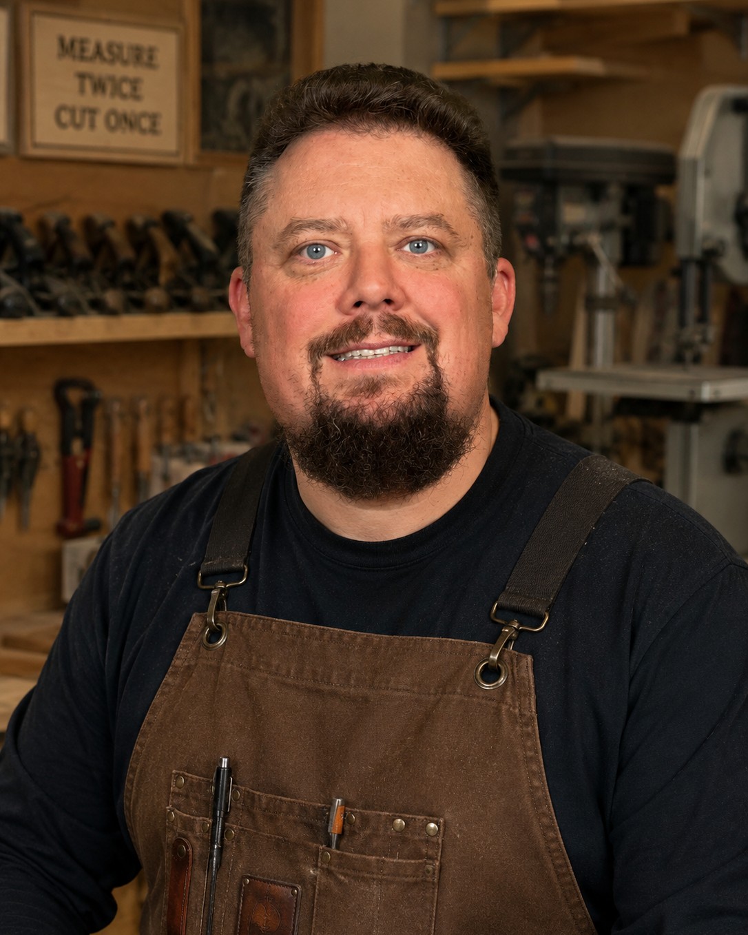 Portrait of KC Davis in the workshop